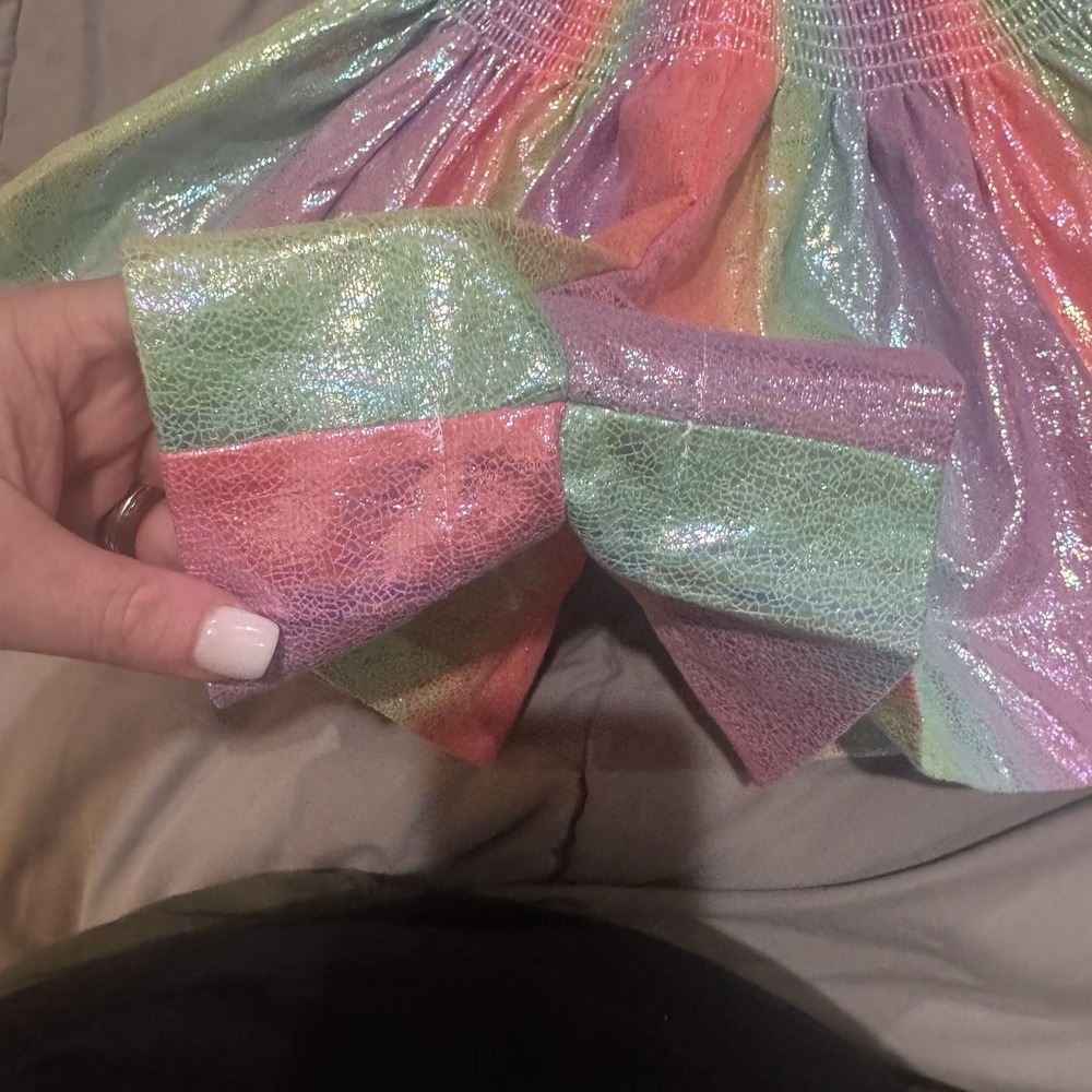 Queen of Sparkles Rainbow Preppy Swing Shorts high waist smocked Medium M‎ - Picture 2 of 6